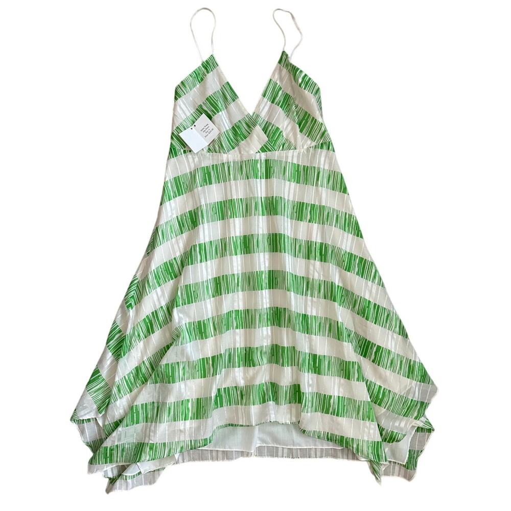 Helen Wang Silk Cocktail Slip Dress in Mint & Metallic‎ Ivory Size 6